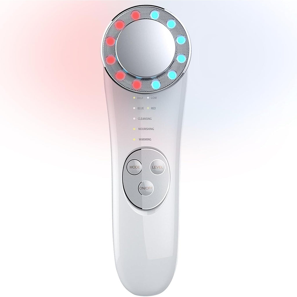 Norelyss Lift blanco, masajeador facial EMS con luz LED y calor